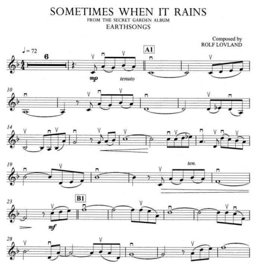 sometimes when it rains小提琴谱