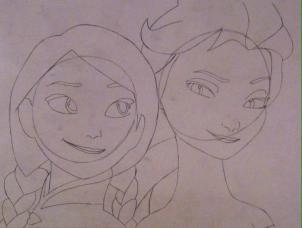 how to draw anna and elsa from frozen step 9