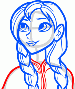 how to draw anna, anna from frozen step 6