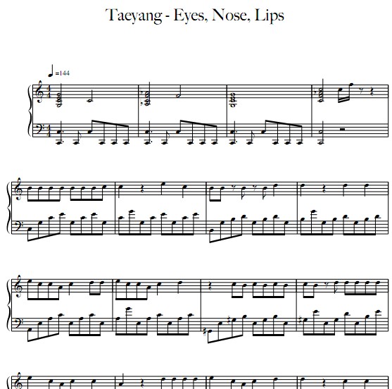 太阳Taeyang - 眼鼻嘴Eyes, Nose, Lips 钢琴谱