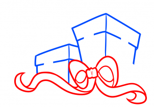 how to draw christmas presents step 3