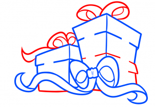 how to draw christmas presents step 4