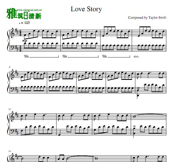 taylor swift love story钢琴谱