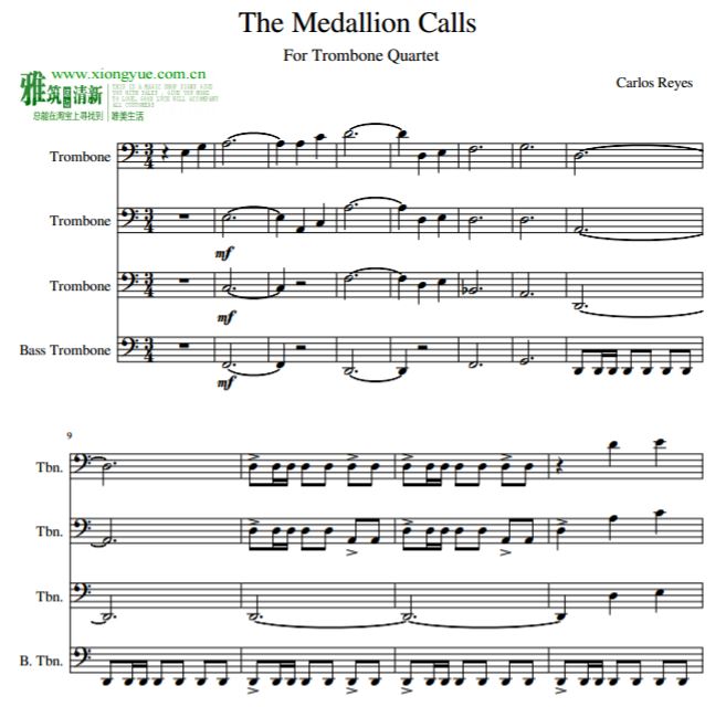 ձȺThe Medallion calls Trombone Quartet