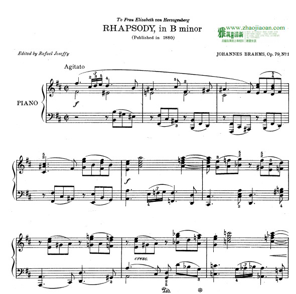 勃拉姆斯狂想曲Op.79 No.1钢琴谱
