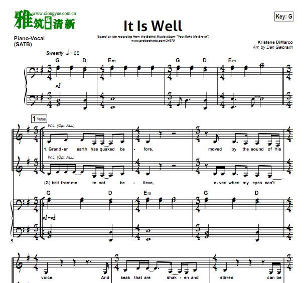 it is well satb四声部合唱钢伴谱