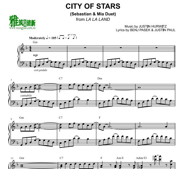 the theorist版city of stars钢琴谱