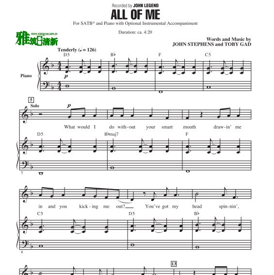 All of Me ϳ׸ٰ SATB