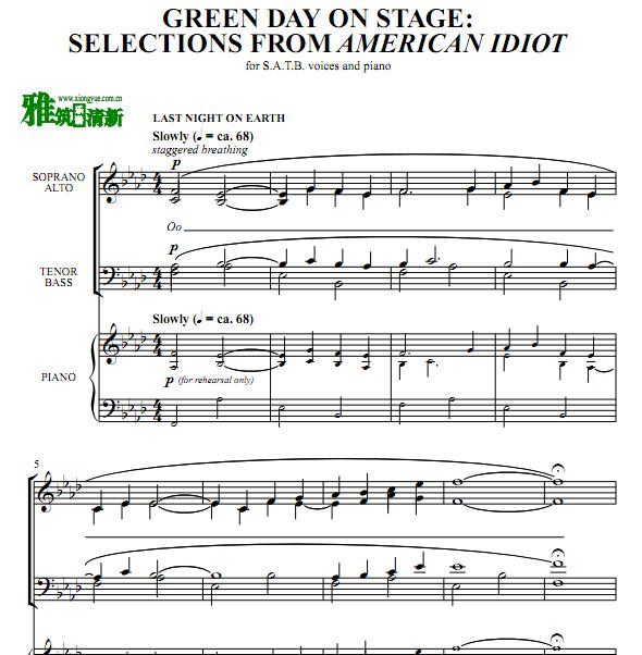 Green Day on StageSelections from American Idiot ϳ׸ٰ SATB