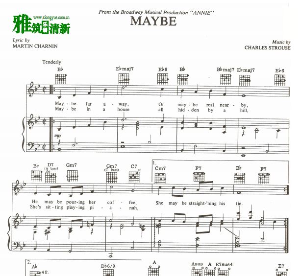 音乐剧annie 原版声乐谱 maybe声乐钢琴谱