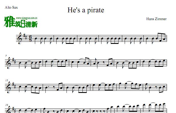 加勒比海盗 He's a Pirate中音萨克斯谱