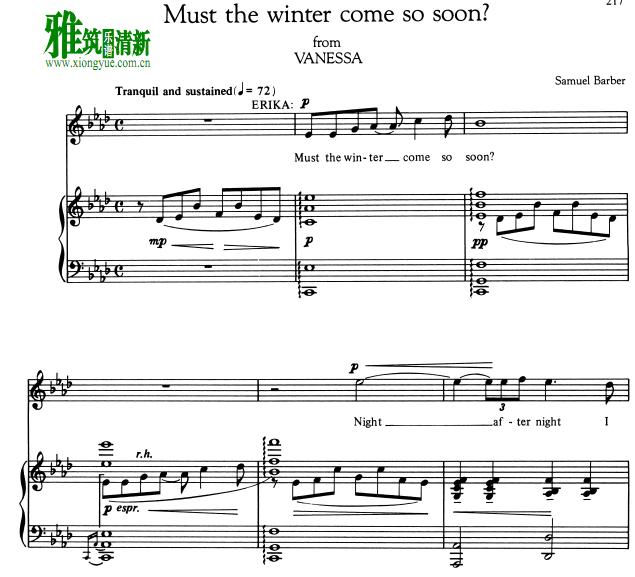 Samuel Barber - Must the winter come so soon 