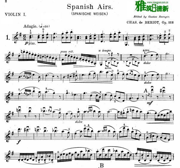 beriotСٶ 6 characteristic duos , Op. 113 (Spanish Airs) 