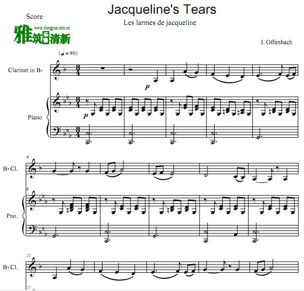 jacqueline"s tears 杰奎琳的眼泪单簧管钢琴二重奏谱