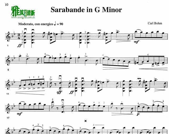 Carl Bohm - Sarabande in G minor С