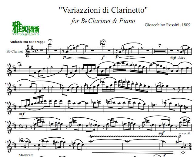 Rossini Gioacchino  ɹܱ Variations for Clarinet ɹ