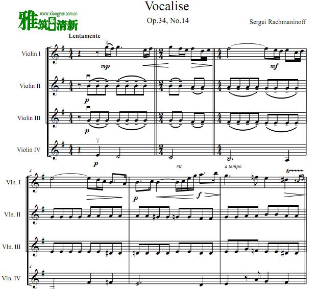 ŵ  Rachmaninoff Vocalise Op.34 No.14С