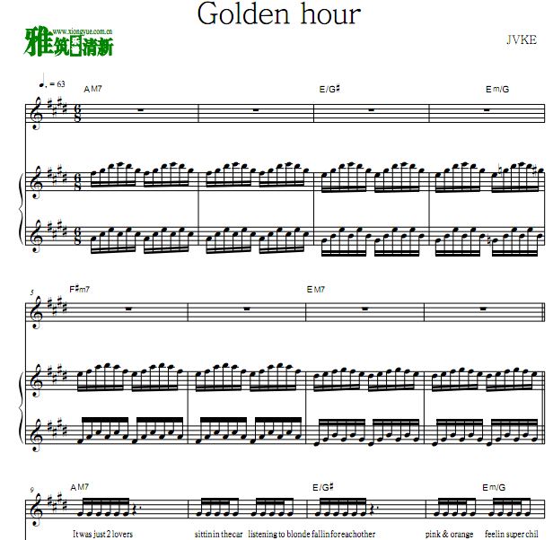 JVKE - Golden hour 钢琴伴奏谱