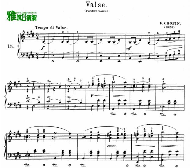 肖邦 Valse No.15钢琴谱