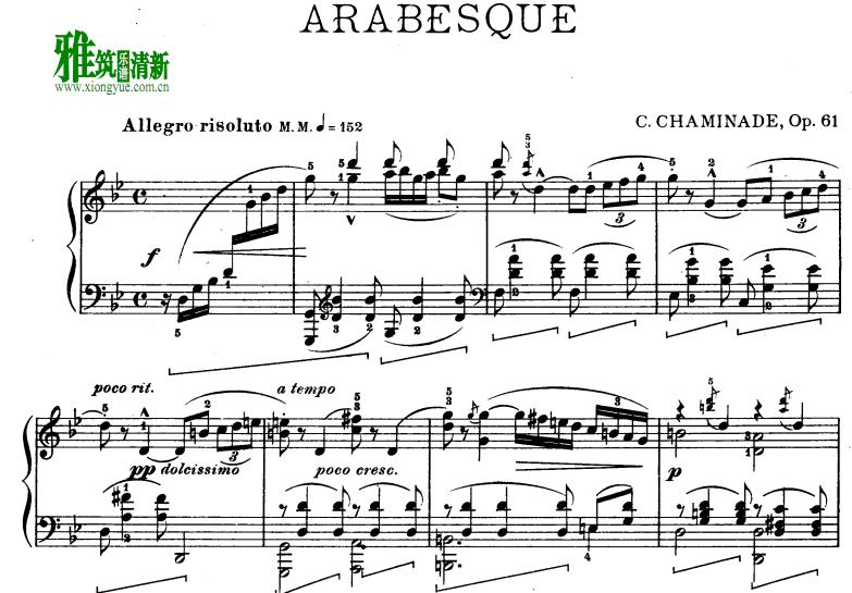 Cecile Chaminade - Arabesque No.1 Op.61钢琴谱