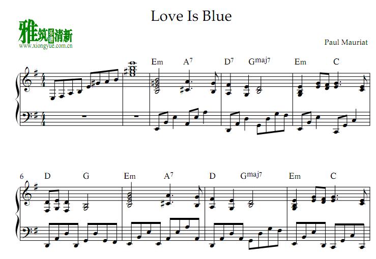 Paul Mauriat – Love is Blue钢琴谱