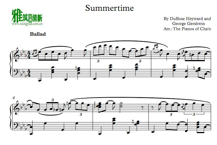 gershwin - summertime钢琴谱