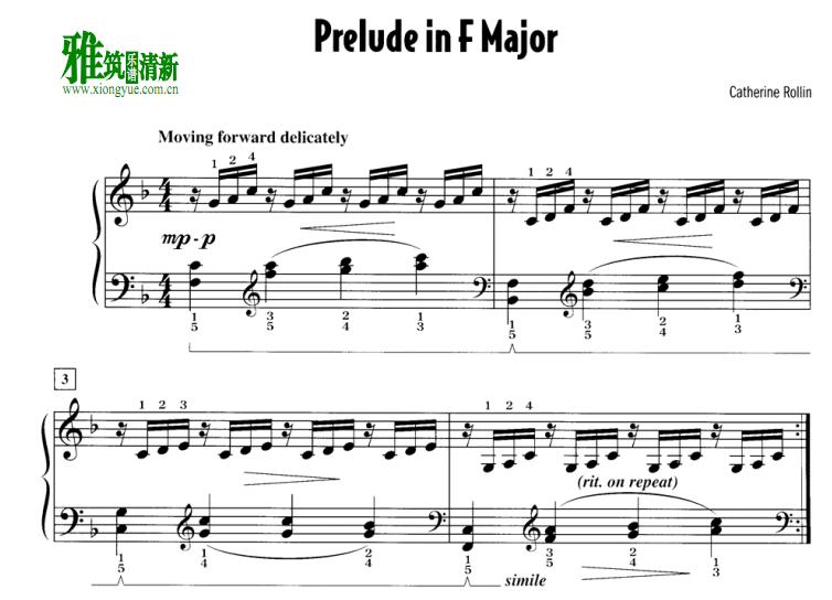 Catherine Rollin - Prelude in F Major钢琴谱