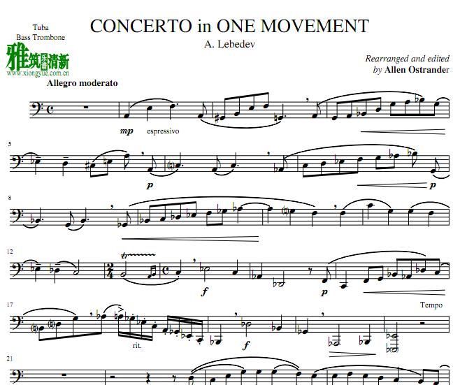 бܷ Lebedev Э Concerto in One Movement