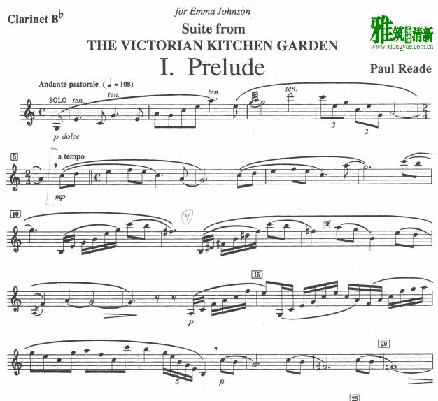 Paul Reade - Victorian Kitchen Garden Suite单簧管谱