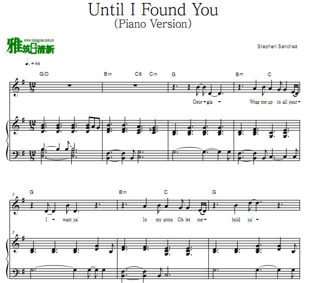 Stephen Sanchez - Until I Found You钢琴伴奏谱