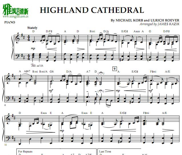 Highland Cathedral钢琴谱