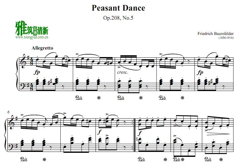 Baumfelder鲍姆费尔德:农夫舞曲 - Peasant Dance op.208 no.5钢琴谱
