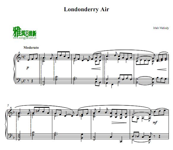 Irish Melody - Londonderry Air 钢琴谱