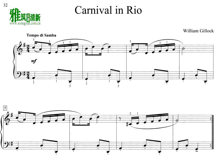 William Gillock - carnival in rio Piano Sheet