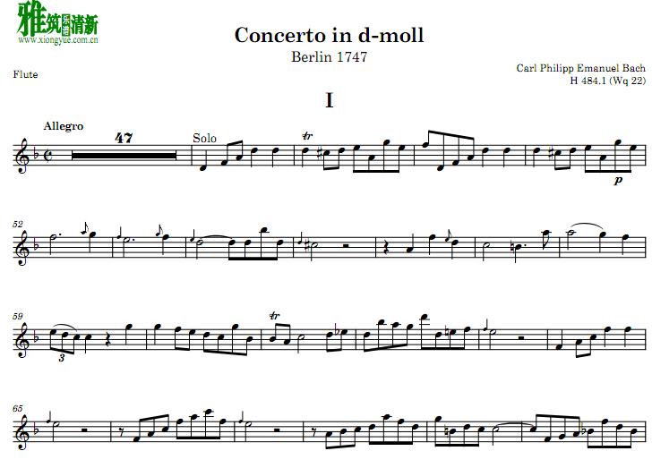 ͺDСЭBach  Flute Concerto in d minor H484