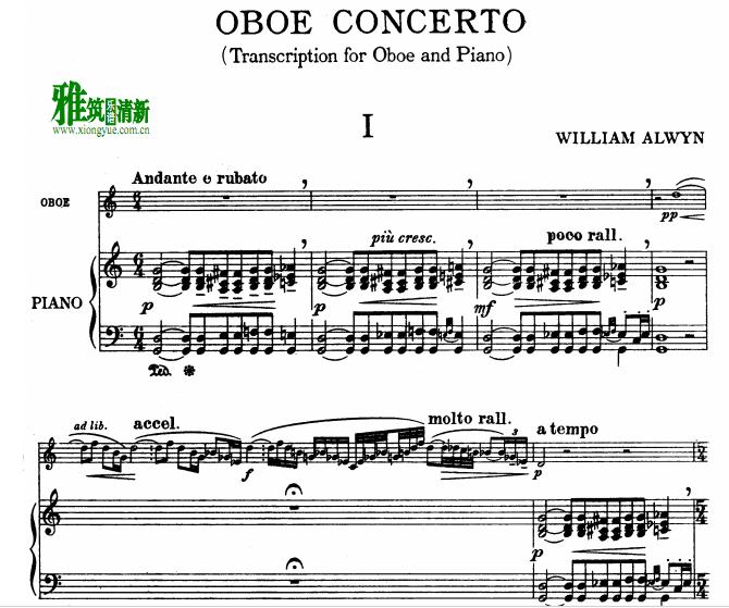Alwyn   ˫ɹЭٰ Oboe Concerto Oboe Piano