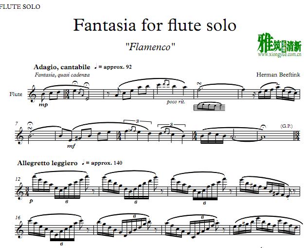 Herman beefink fantasia for flute solo(FLAMENCO) 