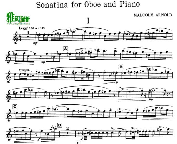 ŵ Arnold - Sonatina for Oboe and Piano, Op. 28˫ɹ