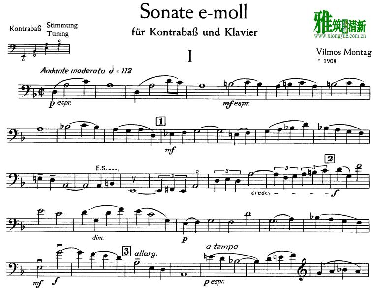 Vilmos Montag - Sonata in E minor Double bass 