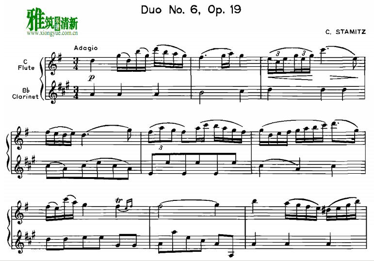 Stamitz ˹״ ѵɹ Duo No. 6. Op 19. For Flute and Clarinet