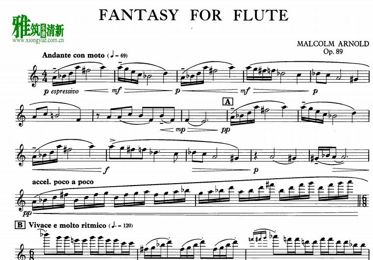 Malcolm Arnold - Fantasy for Flute Op. 89 