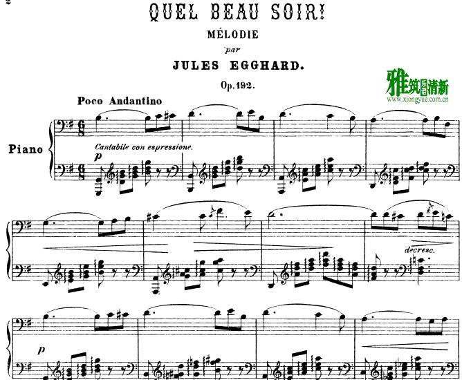 Jules EGGHARD - Quel beau soir! Op.192