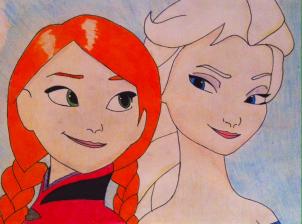 how to draw anna and elsa from frozen step 11