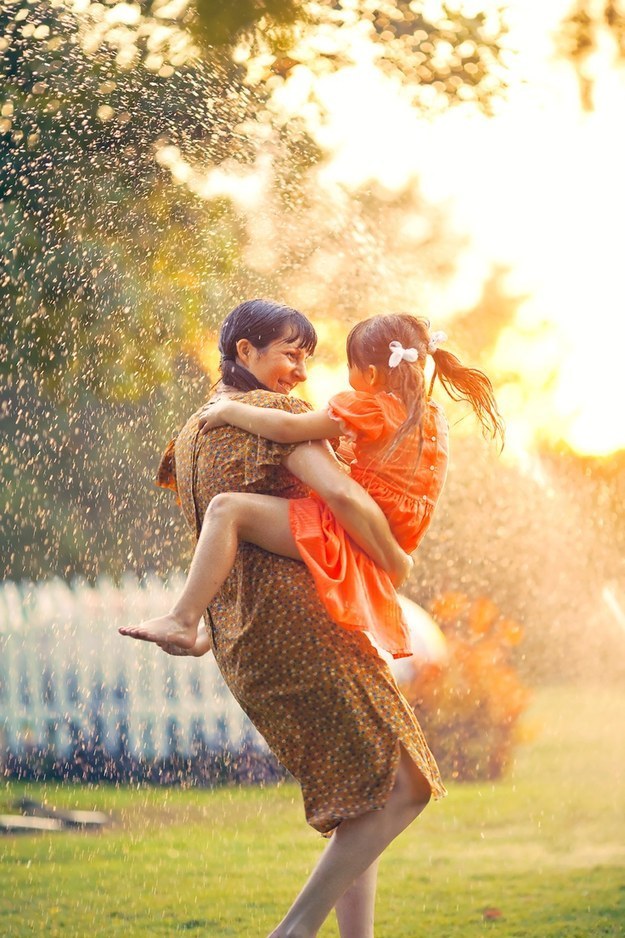 Cool off together on a hot day.